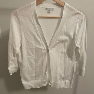 White V-Neck Cardigan Size Medium